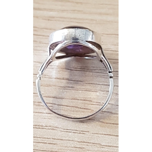 221 - .925 Hallmarked Solid Silver (Sterling) Ladies Ring / Oval Amethyst Stone, Total Weight 4.6grms