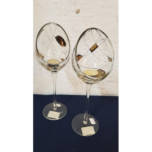 416 - Pair of Glass Candle Holders