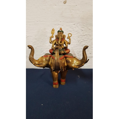 419 - Hindu Deities Metal Figurine (H:23cm and Wooden Figurine H:31cm)