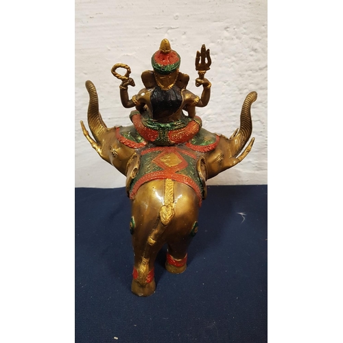 419 - Hindu Deities Metal Figurine (H:23cm and Wooden Figurine H:31cm)