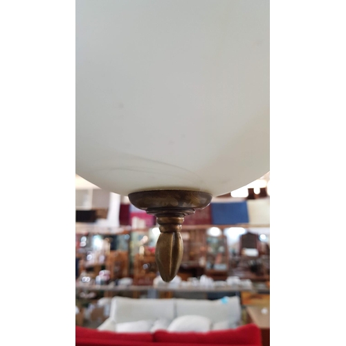 539 - Modern Hanging Light Brass Effect and Large Matt Glass Lamp Shade (Ø46cm)