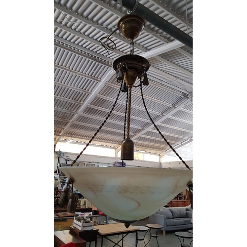 542 - Classic Hanging Light Brass Effect and Large Matt Decorative Glass Shade (Ø41cm)