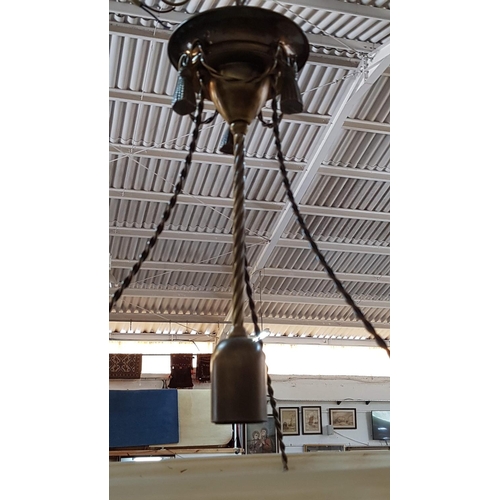 542 - Classic Hanging Light Brass Effect and Large Matt Decorative Glass Shade (Ø41cm)