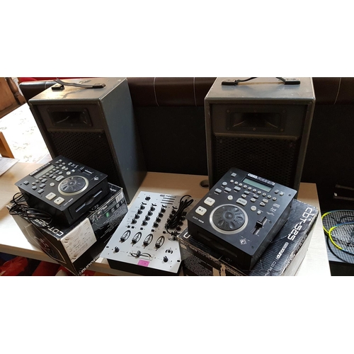 548 - DJ-Set of Accessories Tools inc; 2 x CDT-525 Gem Sound / CD Players Mixer Dap Audio Platinum Serial ... 