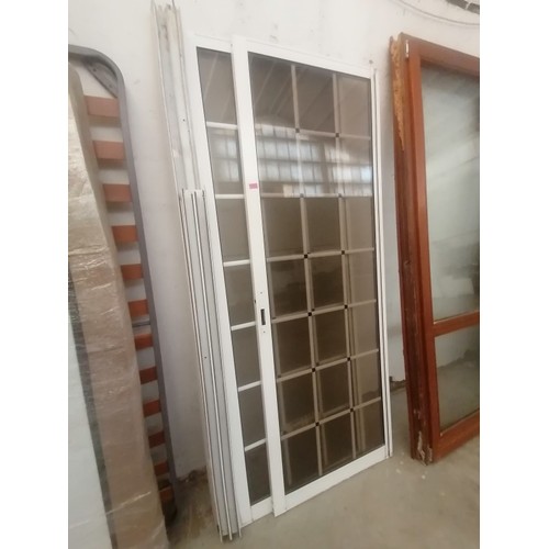 388 - Aluminum Double Glazed Sliding Doors with Frame (Frame 2200 x 1525) White Finish