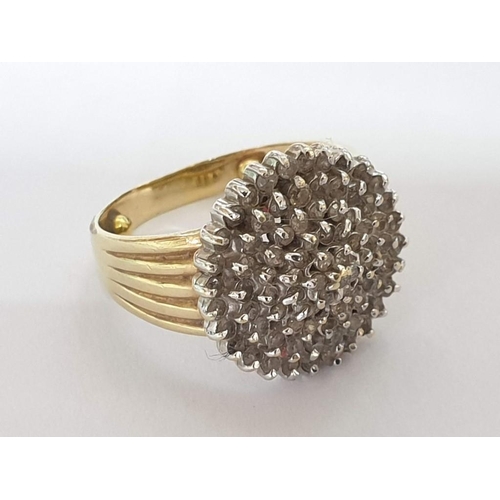 4 - Gold & Diamond Cluster Ring; Approx. 90 x Diamonds Set in White Gold on 9ct Yellow Gold Ring, Size M... 