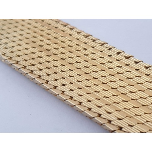 83 - Gold Plated Heavy Basket Weave Bracelet, Approx. L: 20cm, W: 2.3cm max, Weight 87.4g.