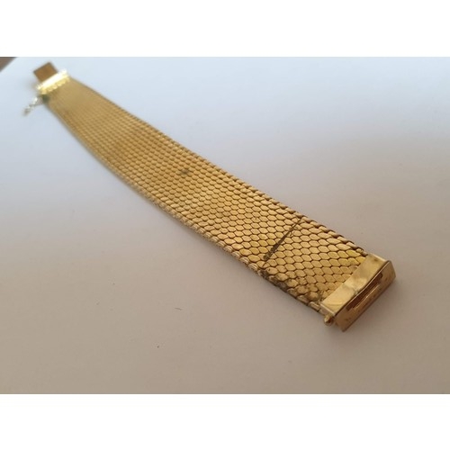 83 - Gold Plated Heavy Basket Weave Bracelet, Approx. L: 20cm, W: 2.3cm max, Weight 87.4g.