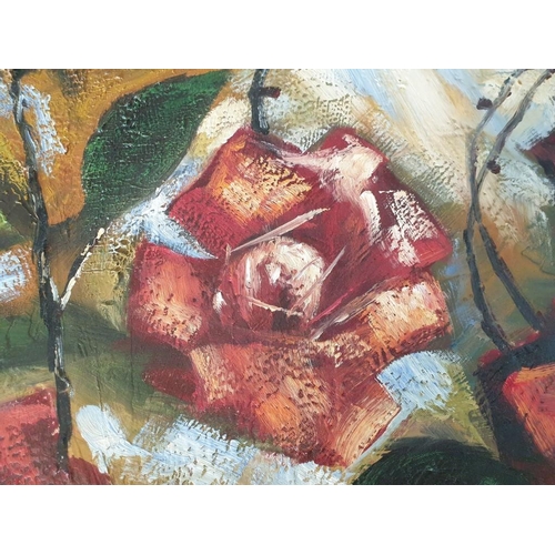 447 - Oil on Canvas of Abstract Flowers (100cm x 100cm)