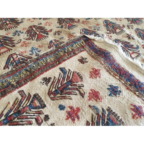 573 - Seperately Weaved Pair of Antique Zili Flat Weave / Carpets, Circa Mid 19th Century in Natural Colou... 