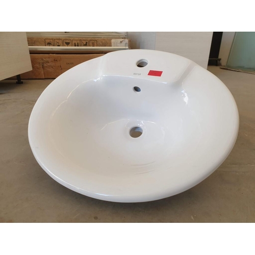 577 - Hofer White Ceramic Sink / Wash Basin (Inset) ** Trade sale, VAT is payable on full sale price **