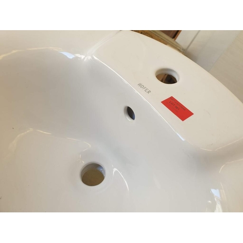 577 - Hofer White Ceramic Sink / Wash Basin (Inset) ** Trade sale, VAT is payable on full sale price **