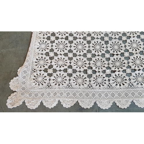 108 - Vintage Hand - Knitted Traditional Folk Tablecloth Rectangular (214 x 240cm)