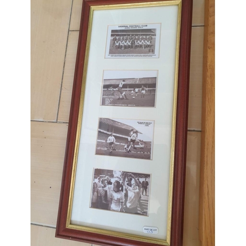 113 - Framed Black & White Arsenal Football Club Prints (22 x 47cm) Together with Pablo Picasso 