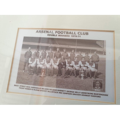 113 - Framed Black & White Arsenal Football Club Prints (22 x 47cm) Together with Pablo Picasso 