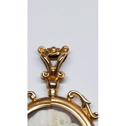 184 - Vintage 9ct Yellow Gold Classic Cameo Pendant