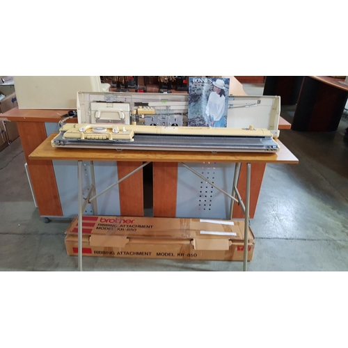 392 - Brother KH-890 (Made in Japan) Knitting Machine, Ribbing Attachment, Model KR-850 and Special Table