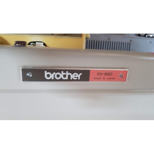 392 - Brother KH-890 (Made in Japan) Knitting Machine, Ribbing Attachment, Model KR-850 and Special Table