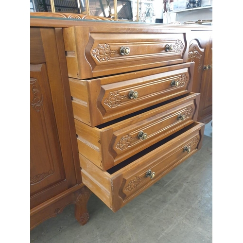 43 - Classical Style Wooden Sideboard with 2 - Double Cupboards and 4 - Drawers (Top with Red & Felt Lidd... 