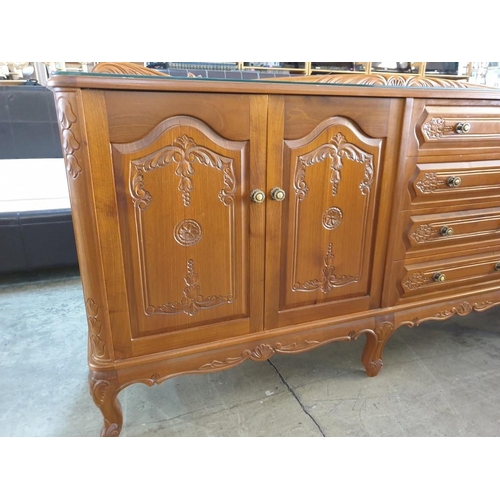 43 - Classical Style Wooden Sideboard with 2 - Double Cupboards and 4 - Drawers (Top with Red & Felt Lidd... 