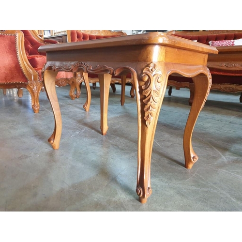 45 - Classical Style Wooden Rectangular Side Table with Carved Surround and Cabriole Legs (56 x 36 x 43cm... 