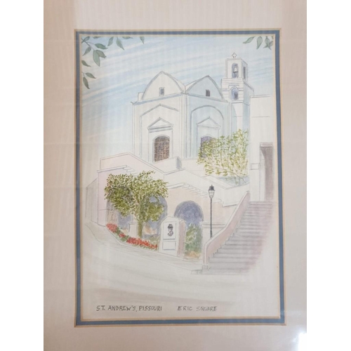 63 - Collection of Framed Water Colour Paintings by Eric Squire; Coastal Scenes, Watermill, Pissouri Chur... 