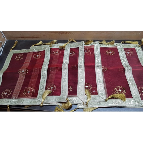 89 - Large Collection of Oriental Tablecloth with Matching napkins Table Runner etc (Total 14pcs)