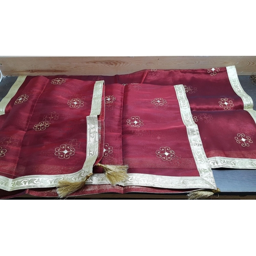 89 - Large Collection of Oriental Tablecloth with Matching napkins Table Runner etc (Total 14pcs)