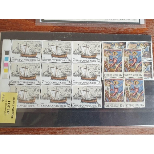 143 - Large Collection of Mint Cyprus Stamps (14 x Packs of Parts Sheets)