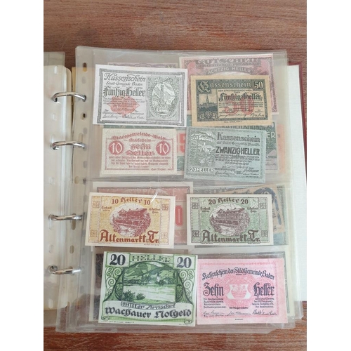 150 - Collectors Folder with Approx. 72 x Early German and Austrian Banknotes and Notgeld