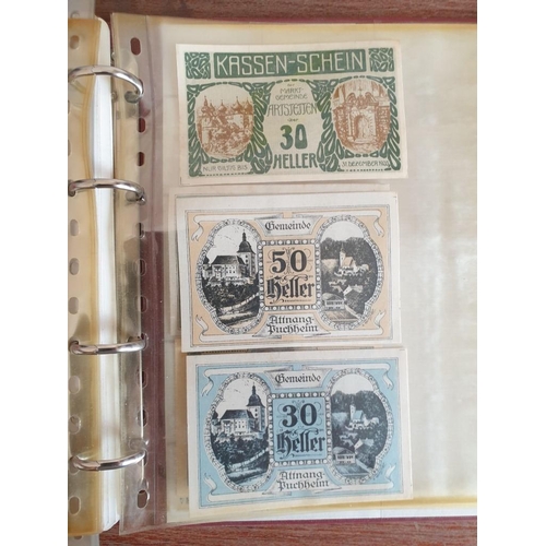 150 - Collectors Folder with Approx. 72 x Early German and Austrian Banknotes and Notgeld
