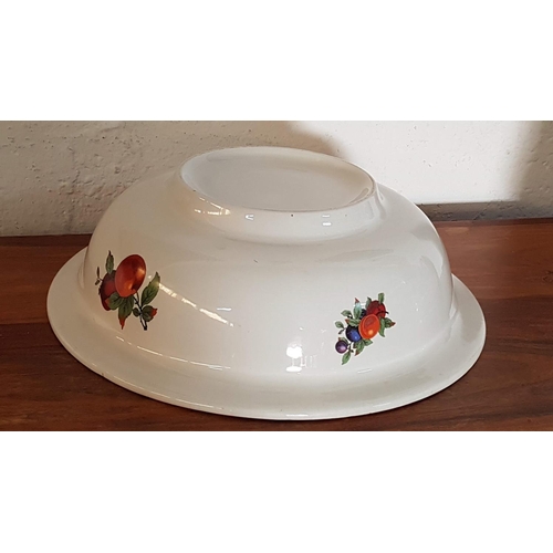 531 - Vintage Porcelain Wash Pitcher & Basin Set (Bowl Ø42cm, Jug H:32cm) (A/F) Fruit Pattern and Violet R... 