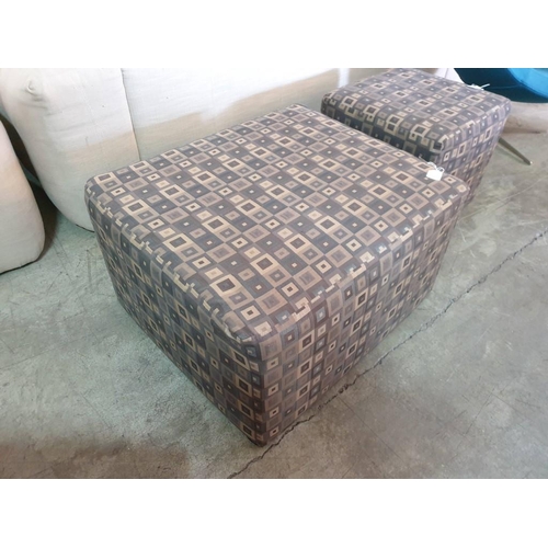 723 - 2 x Matching (Large & Small) Square Pattern Fabric Puff / Footstool (Approx. 80 x 70 x 45cm and 50 x... 