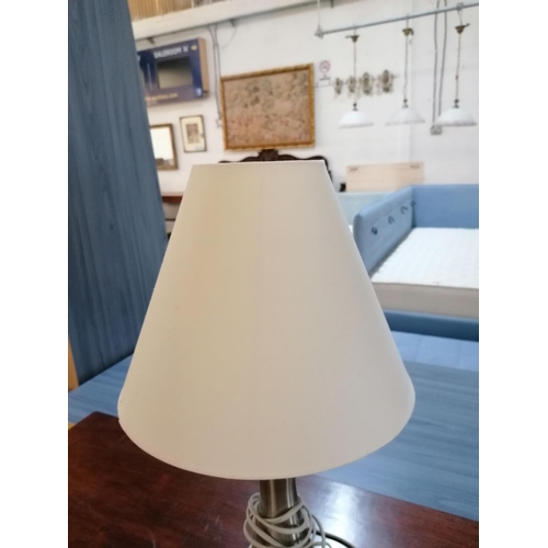 731 - Modern Table / Bedside Lamp with Silver Colour Base and White Shade