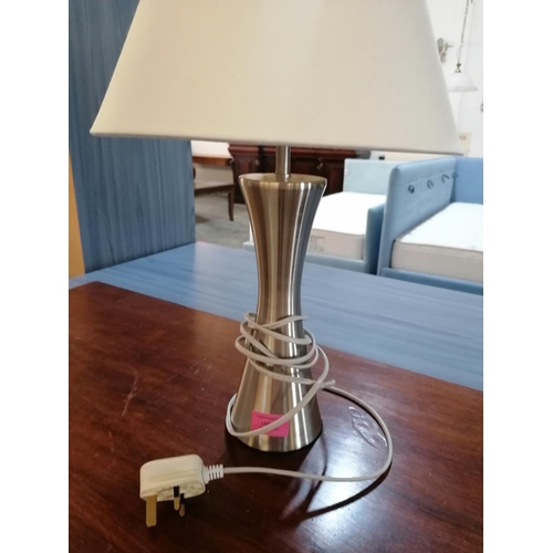 731 - Modern Table / Bedside Lamp with Silver Colour Base and White Shade