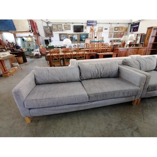733 - Light Grey Fabric 3-Seat Sofa with Removable Cover (205 x 89 xH:65cm)