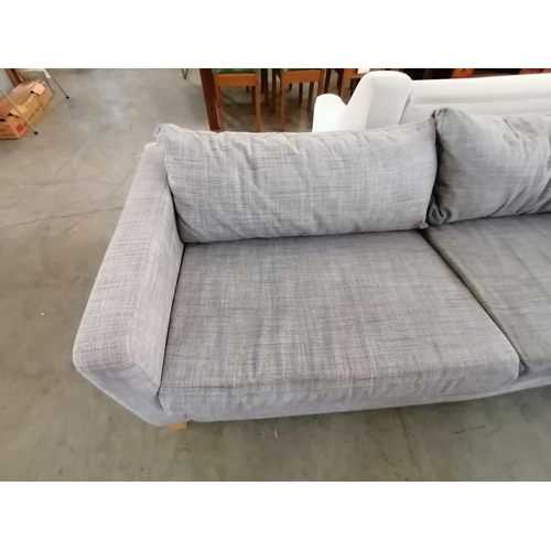 733 - Light Grey Fabric 3-Seat Sofa with Removable Cover (205 x 89 xH:65cm)