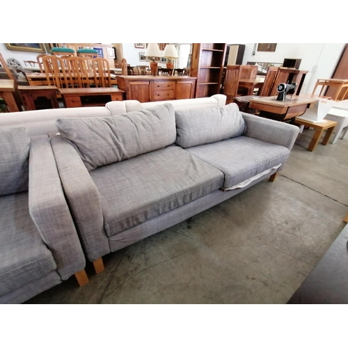 733 - Light Grey Fabric 3-Seat Sofa with Removable Cover (205 x 89 xH:65cm)