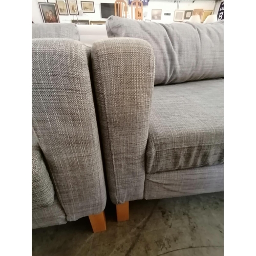 733 - Light Grey Fabric 3-Seat Sofa with Removable Cover (205 x 89 xH:65cm)