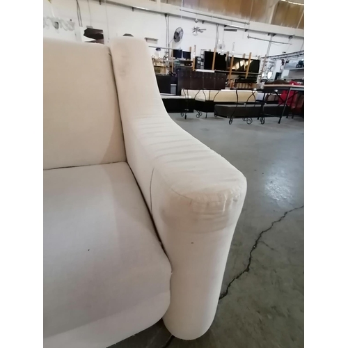 734 - White Fabric 3-Seat and 2-Seat Sofas (2)