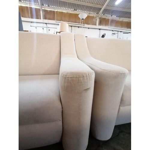734 - White Fabric 3-Seat and 2-Seat Sofas (2)