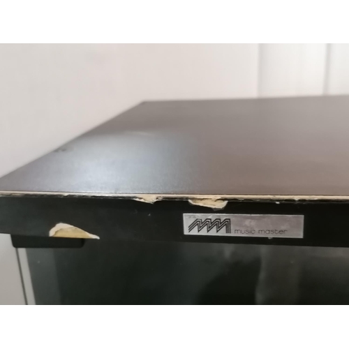 735 - Black Colour TV Stand with Glass Doors, on Wheels, (Approx. 50 x 44 x 50cm)