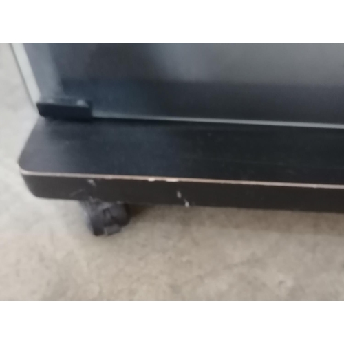735 - Black Colour TV Stand with Glass Doors, on Wheels, (Approx. 50 x 44 x 50cm)