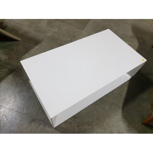 737 - Modern White Glass Rectangular Coffee Table with Inverted Sides (120 x 65 x 35cm)