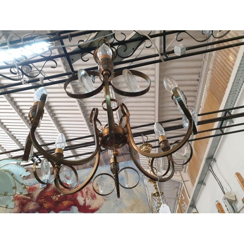 744 - Decorative Art-deco Style Metal Hanging Light, 6 - Arm each with Lamp Holder and 2 - Rings with Hang... 