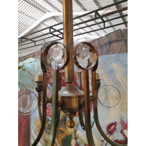 744 - Decorative Art-deco Style Metal Hanging Light, 6 - Arm each with Lamp Holder and 2 - Rings with Hang... 