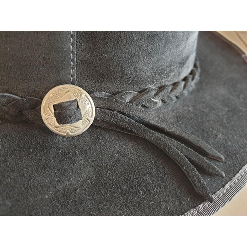 745 - Leather & Suede Stetson / Cowboy Hat by 'Winfield Cover Co, San Franccisco, USA', (Size M)