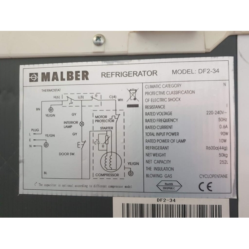 761 - Malber Fridge Freezer, White Colour, Model DF2-34 (Approx 55 x 55 x 166cm)