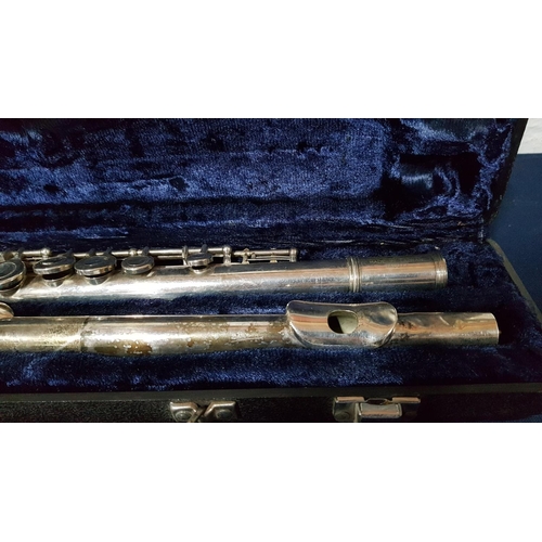 769 - Dixon '940077' Flute in Case (Silver Colour Flute Black Hard Case with Blue Velvet Lined Fitted Inte... 