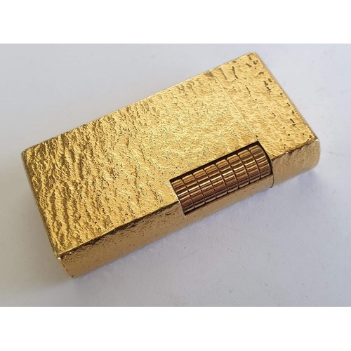 564 - Vintage Dunhill Gold Plated Lighter with Bark Texture Finish (Made in England), Approx. 60 x 31 x 13... 